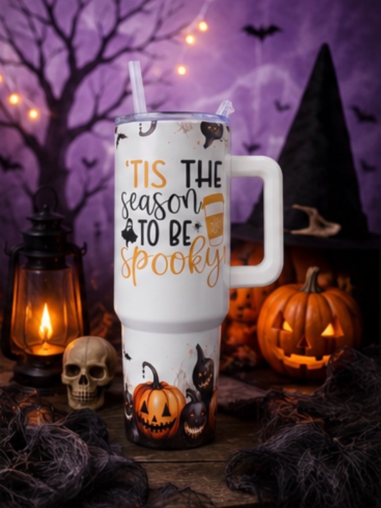 None Other - White 'Tis The Season To Be Spooky’Insulated 40 oz. Steel Halloween Tumbler
